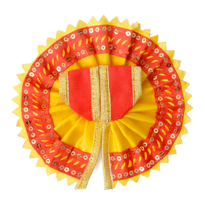Radiant Yellow-Red Laddu Gopal Dress with Sequin Border