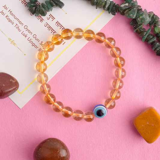 Authentic Citrine with Evil Eye Bracelet