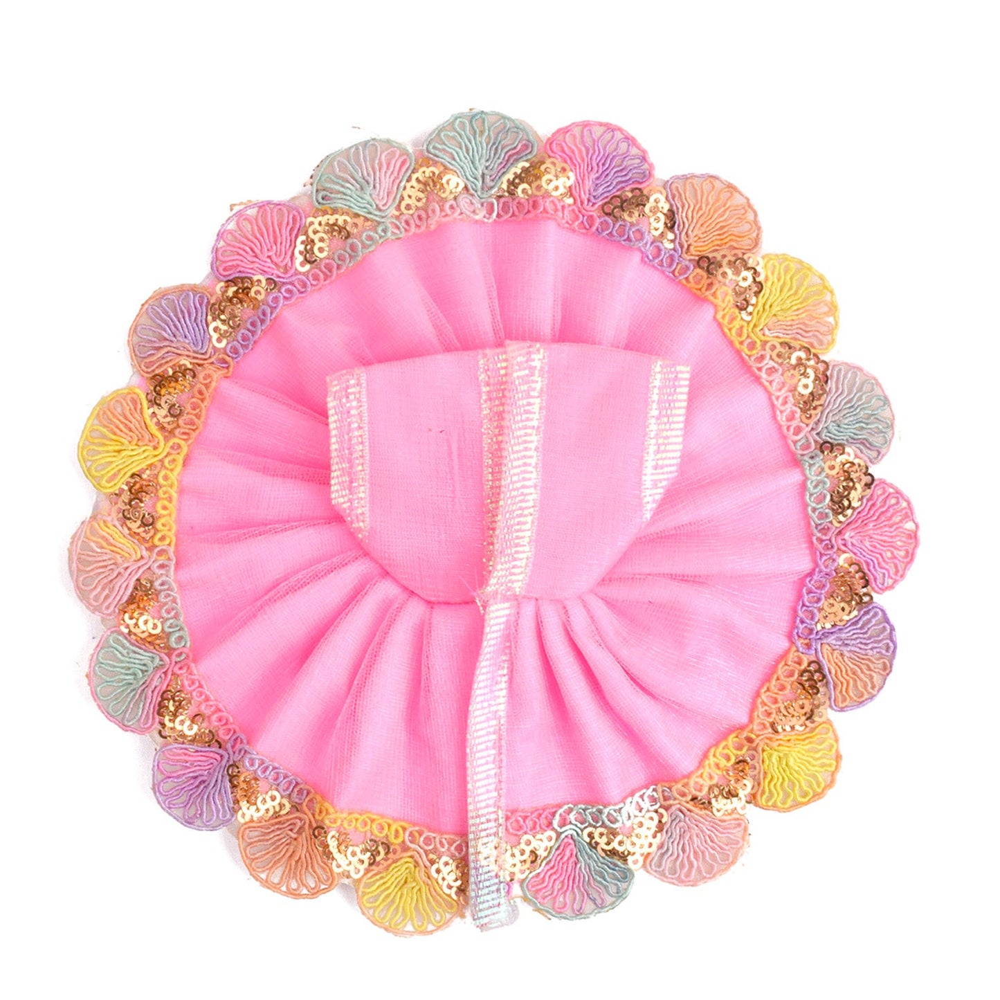 Light Pink Laddu Gopal Dress with Decorative Embroidered Border ( Size 0-2)