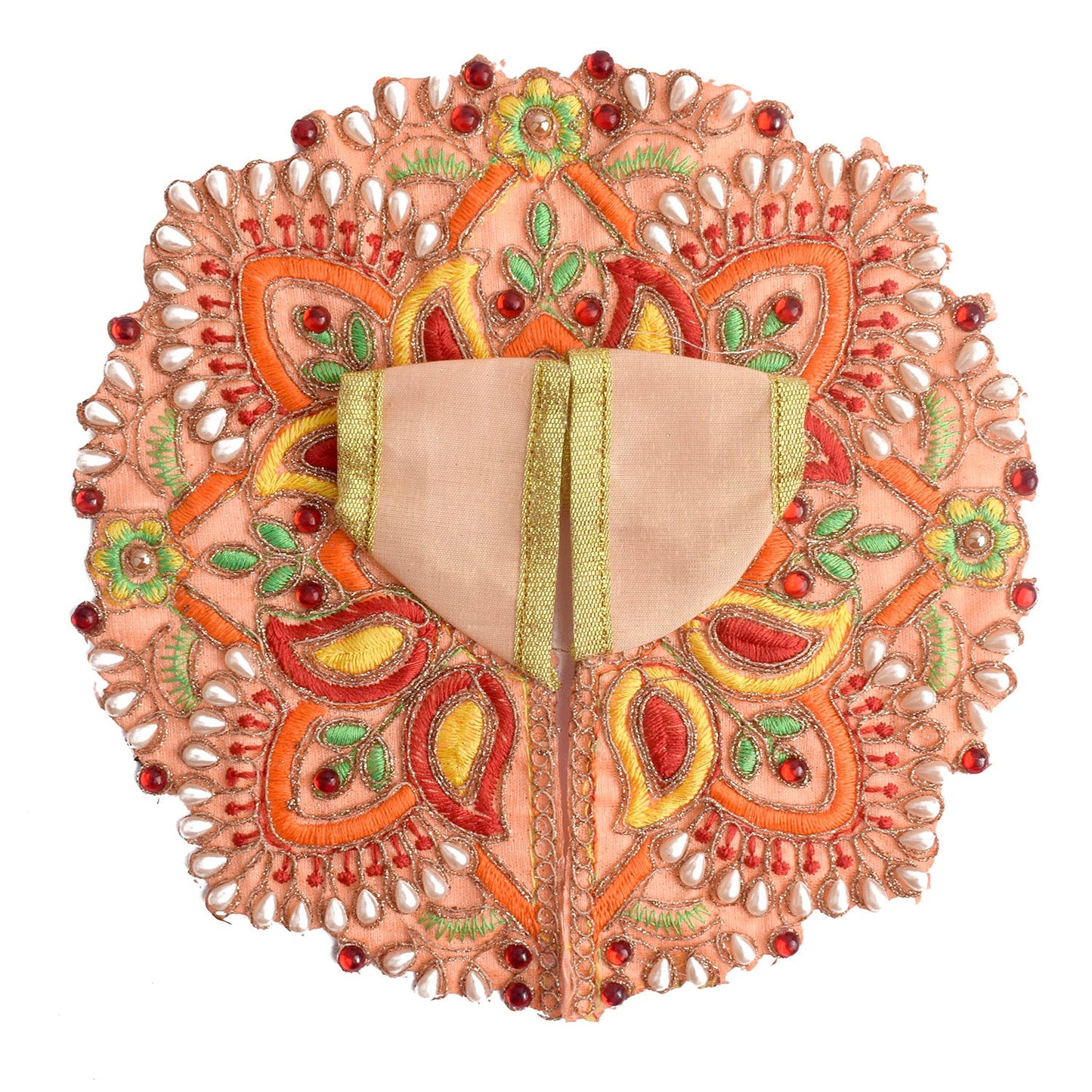 Vibrant Orange Laddu Gopal Dress with Embroidery & Stonework