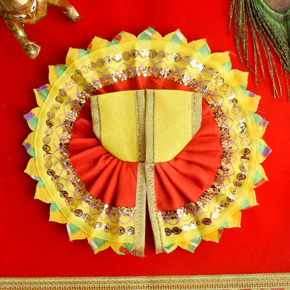 Vibrant Red-Yellow Laddu Gopal Dress