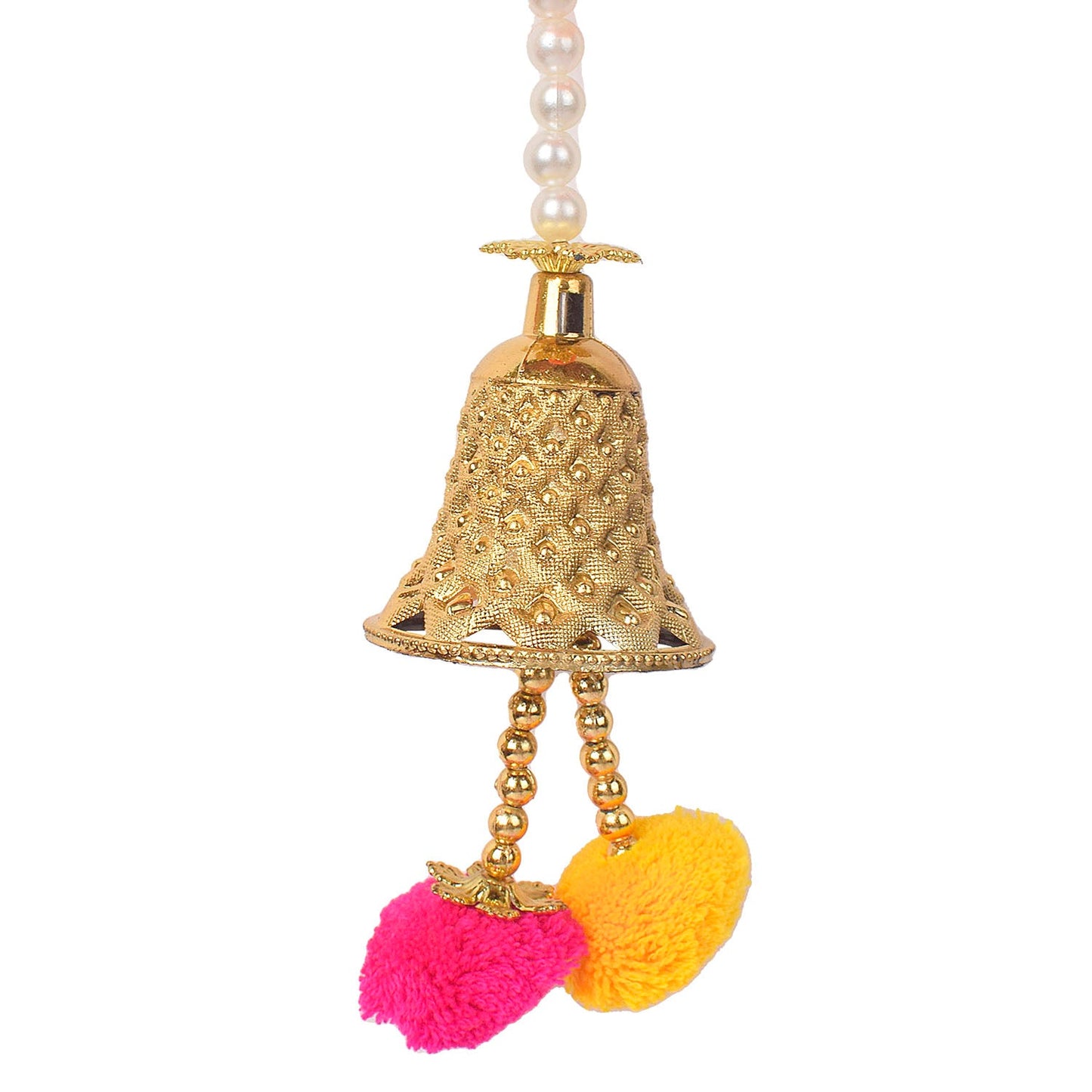 Ethnic Pom Pom Hanging with Pearls & Bell