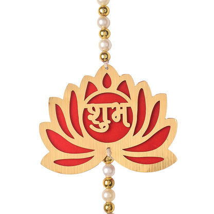 Shubh Labh 1-Tier Lotus with Bell Wall Hanging (Pair)