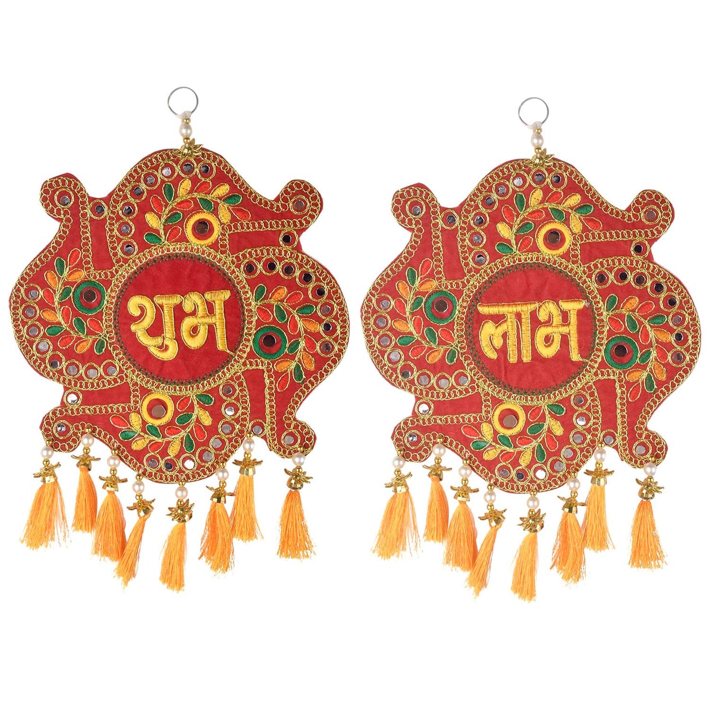 Handcrafted Subh Labh Wall Hanging with Tassels