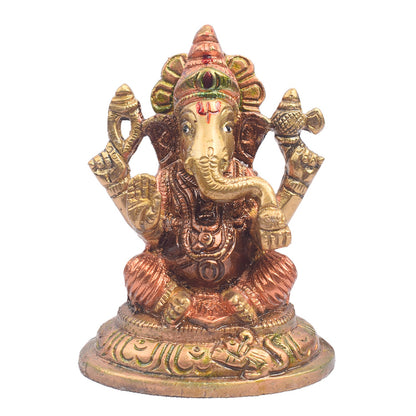 3.9 Inch Elegant Brass Lakshmi Ganesh Idol