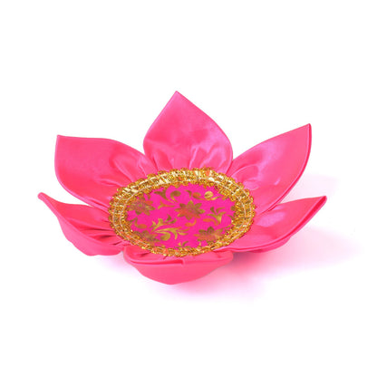 9.6 Inch Beautiful Satin Lotus Aasan for Home Temple
