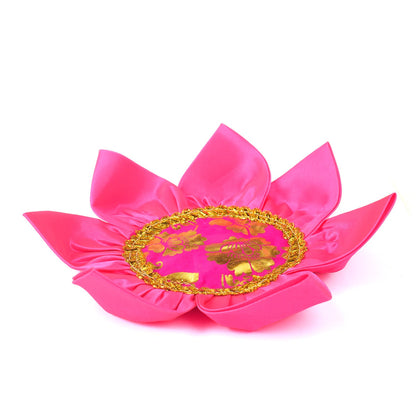 10.8 Inch Graceful Satin Lotus Design Pooja Mat