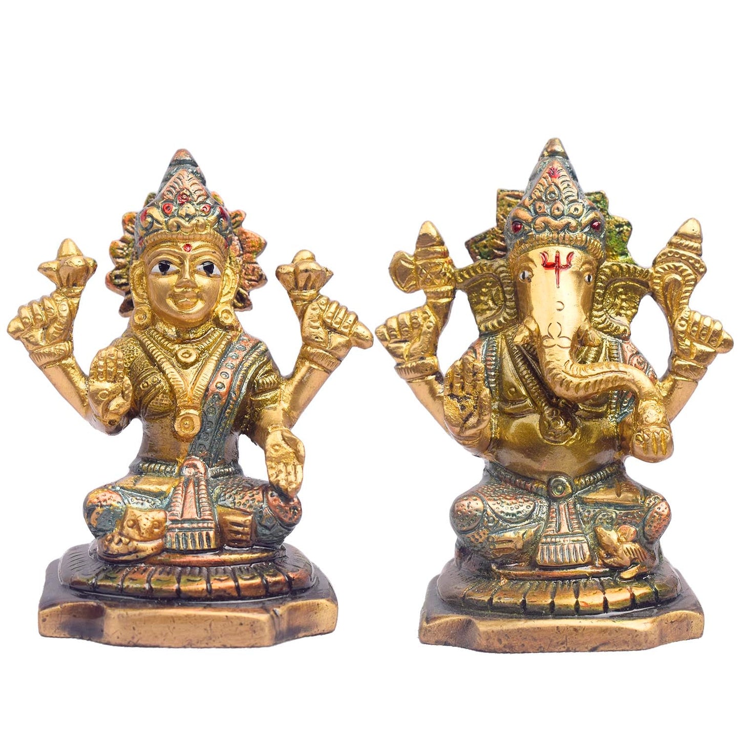 4.1 Inch Divine Brass Lakshmi Ganesh Murti