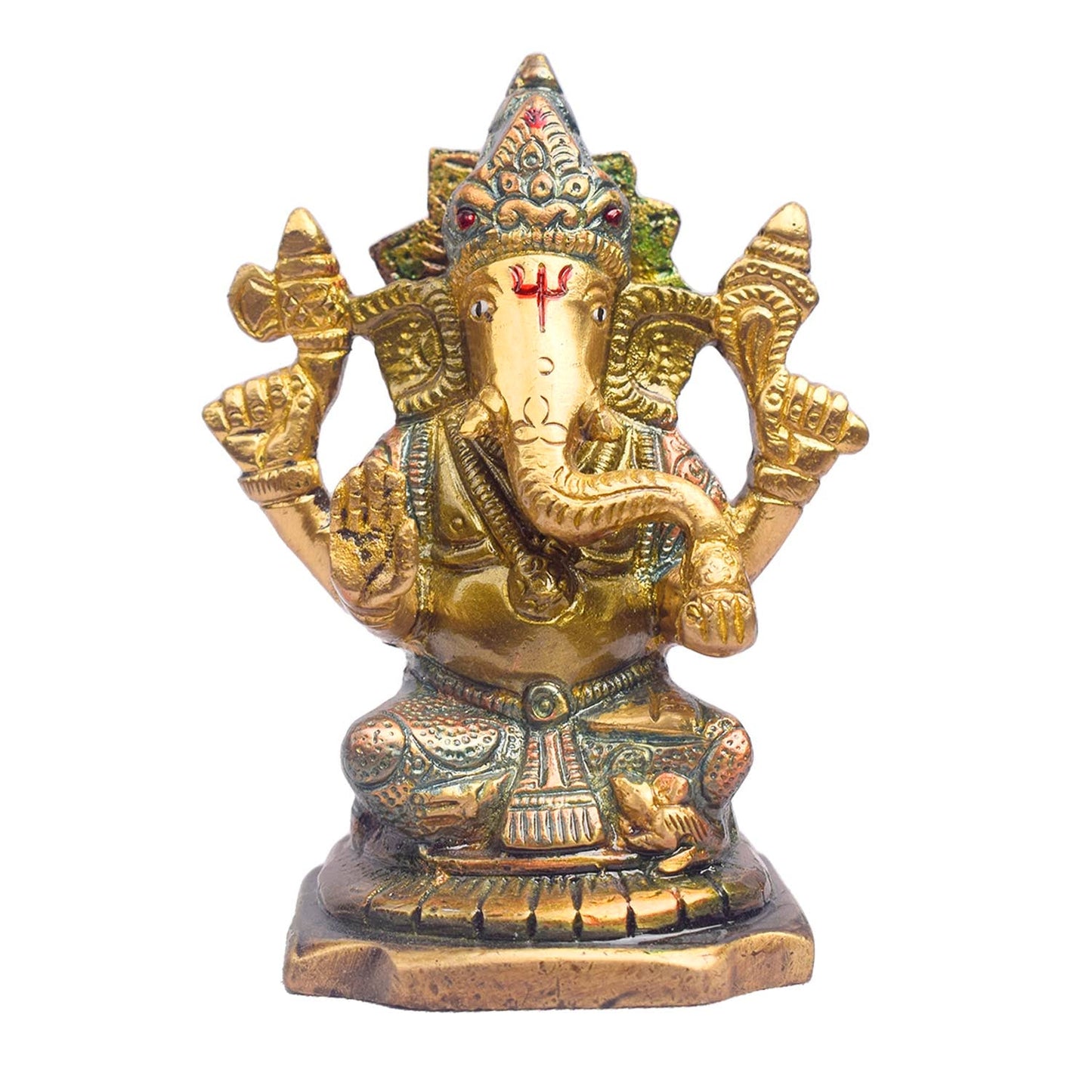 4.1 Inch Divine Brass Lakshmi Ganesh Murti