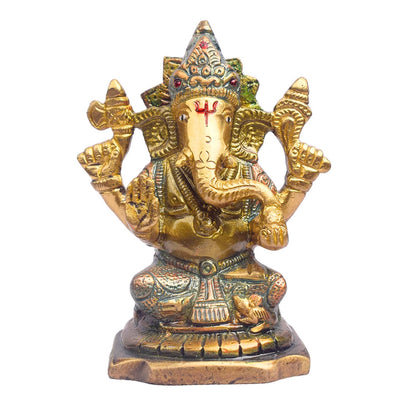 4.1 Inch Divine Brass Lakshmi Ganesh Murti