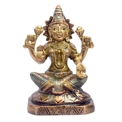5.1 Inch Antique Finish Lakshmi Ganesh Idol in Brass