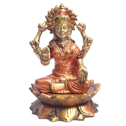 6.1 Inch Sacred Brass Lakshmi Ganesh Idol for Home Temple