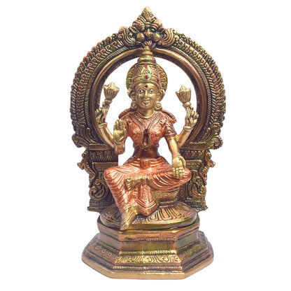 9.4 Inch Majestic Brass Lakshmi Ganesha Idol