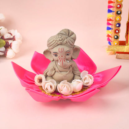 9.6 Inch Beautiful Satin Lotus Aasan for Home Temple