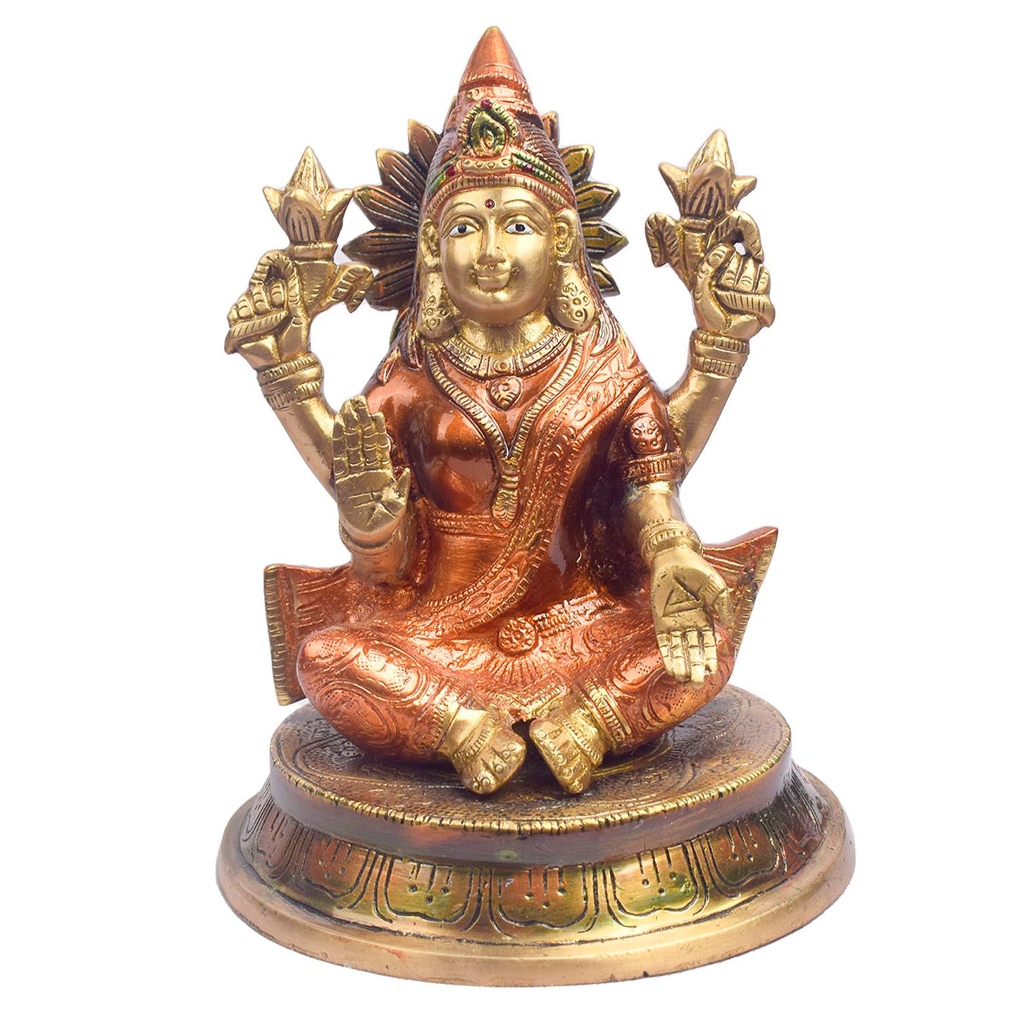 8.5 Inch Handcrafted Laxmi Ganesh Statue in Brass