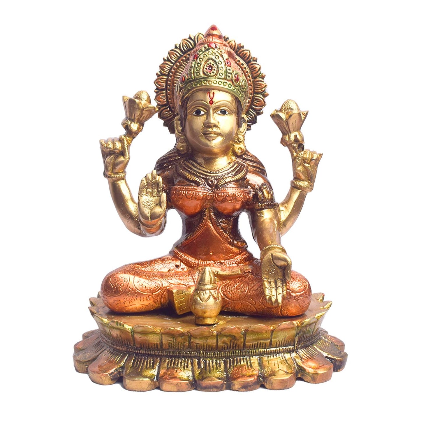 8.1 Inch Blessings of Lakshmi & Ganesha in Brass