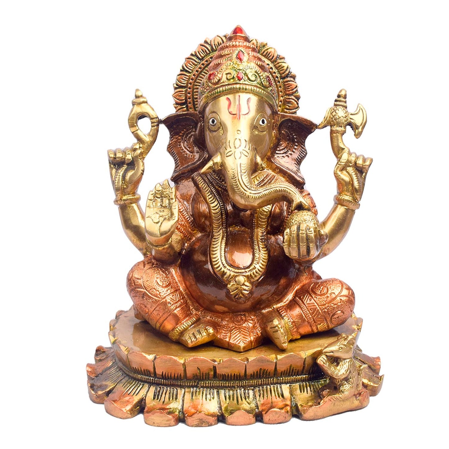 8.1 Inch Blessings of Lakshmi & Ganesha in Brass