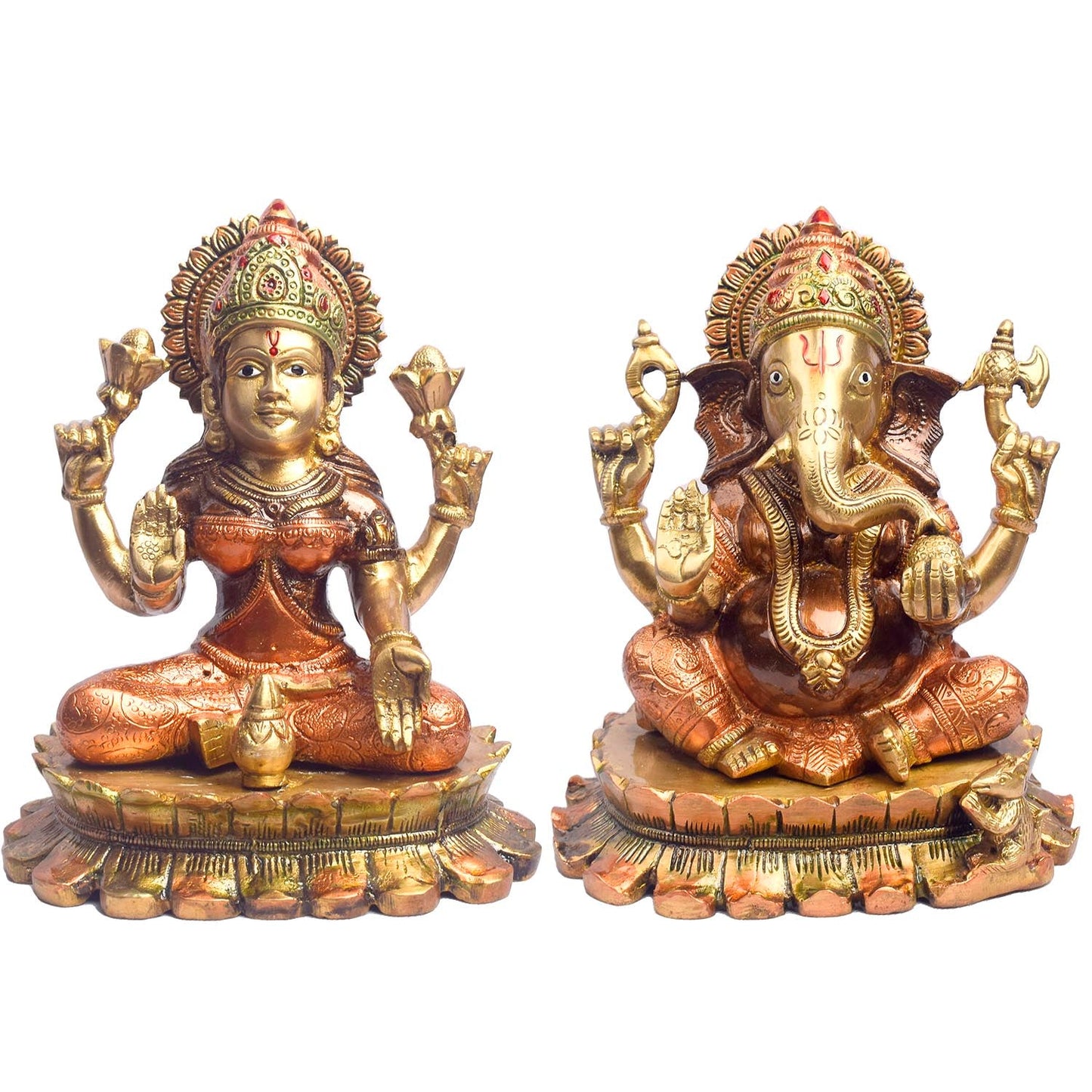 8.1 Inch Blessings of Lakshmi & Ganesha in Brass
