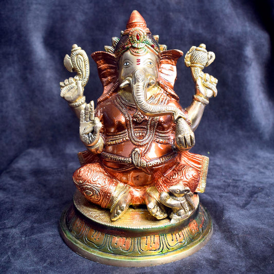 8.5 Inch Handcrafted Laxmi Ganesh Statue in Brass