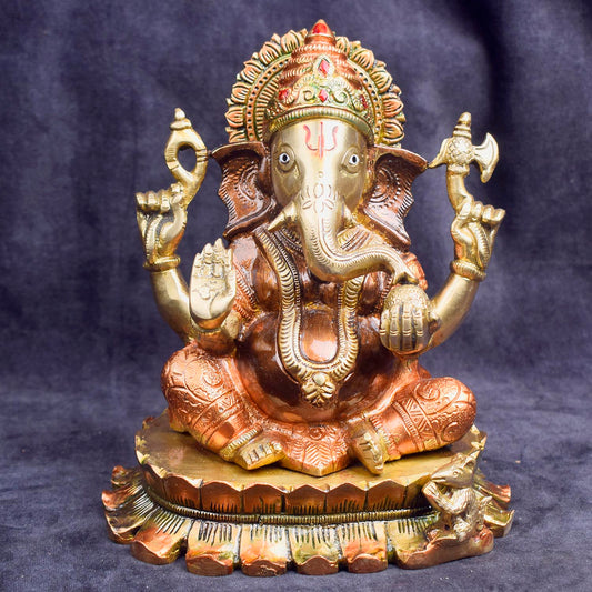 8.1 Inch Blessings of Lakshmi & Ganesha in Brass