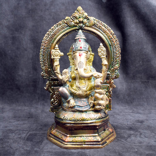 9.3 Inch Traditional Brass Lakshmi Ganesh Murti