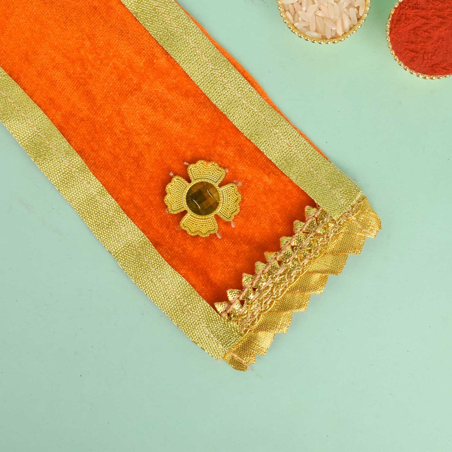 Graceful Orange Angvastra/Patka/Duppata for Rituals