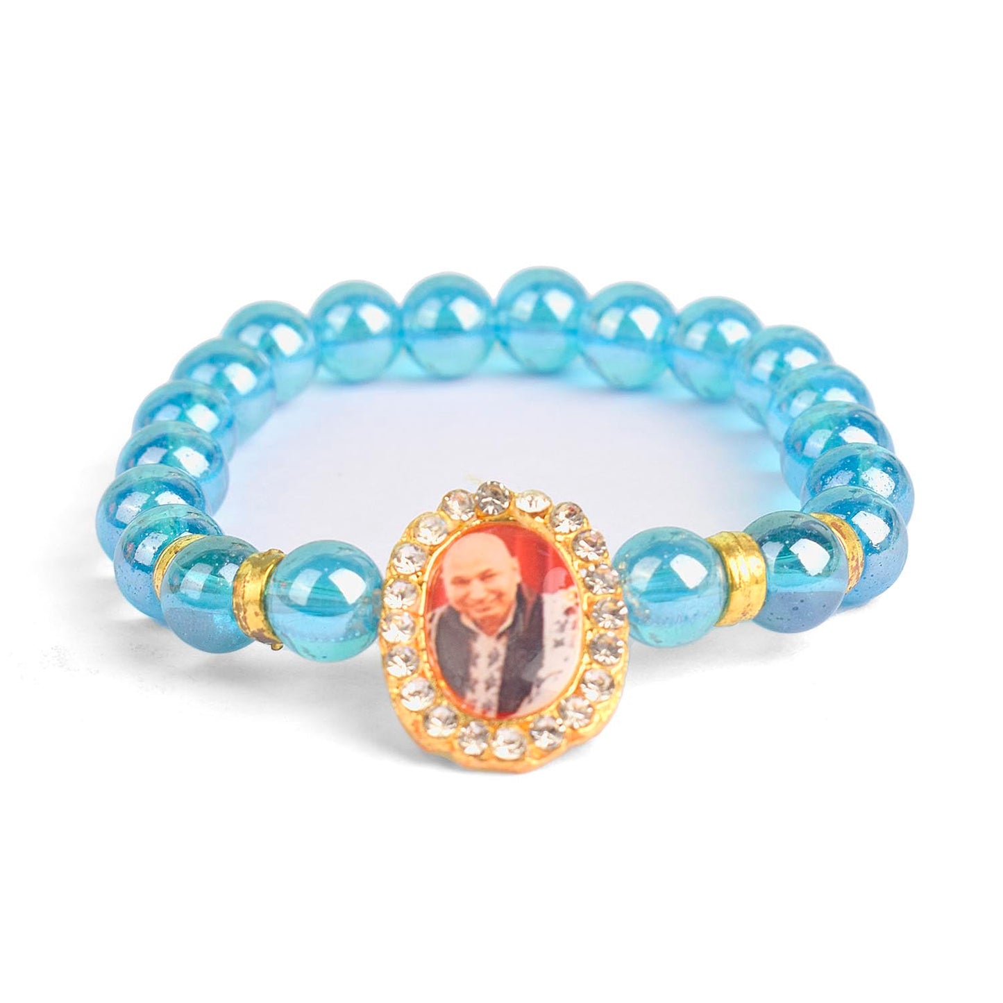 Blue Shiny Beads Single Layer Guruji Swaroop Bracelet