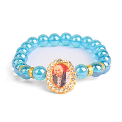 Blue Shiny Beads Single Layer Guruji Swaroop Bracelet