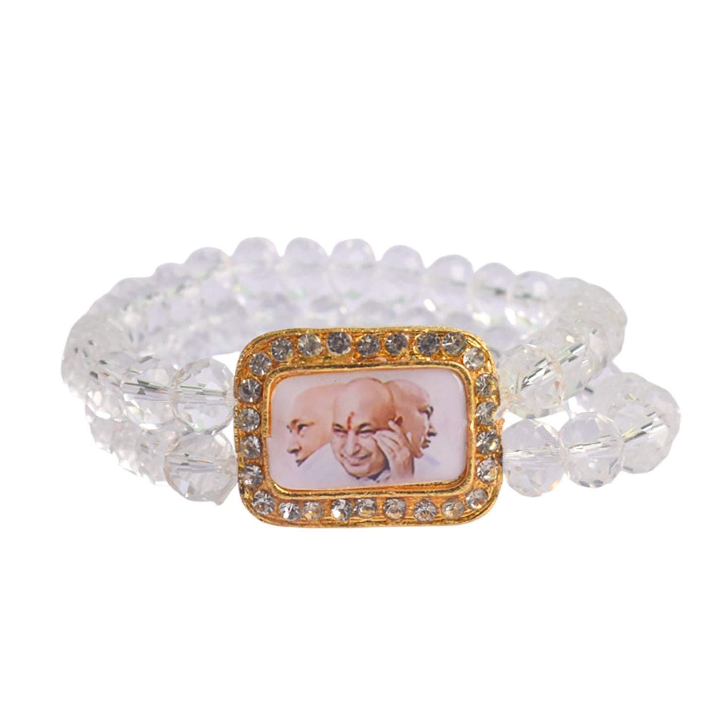 Clear Shiny Beads Single Layer Guruji Swaroop Bracelet