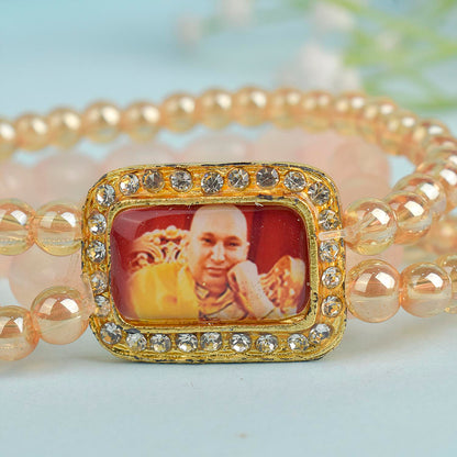 Golden Clear & Pink Triple Layer Guruji Swaroop Bracelet