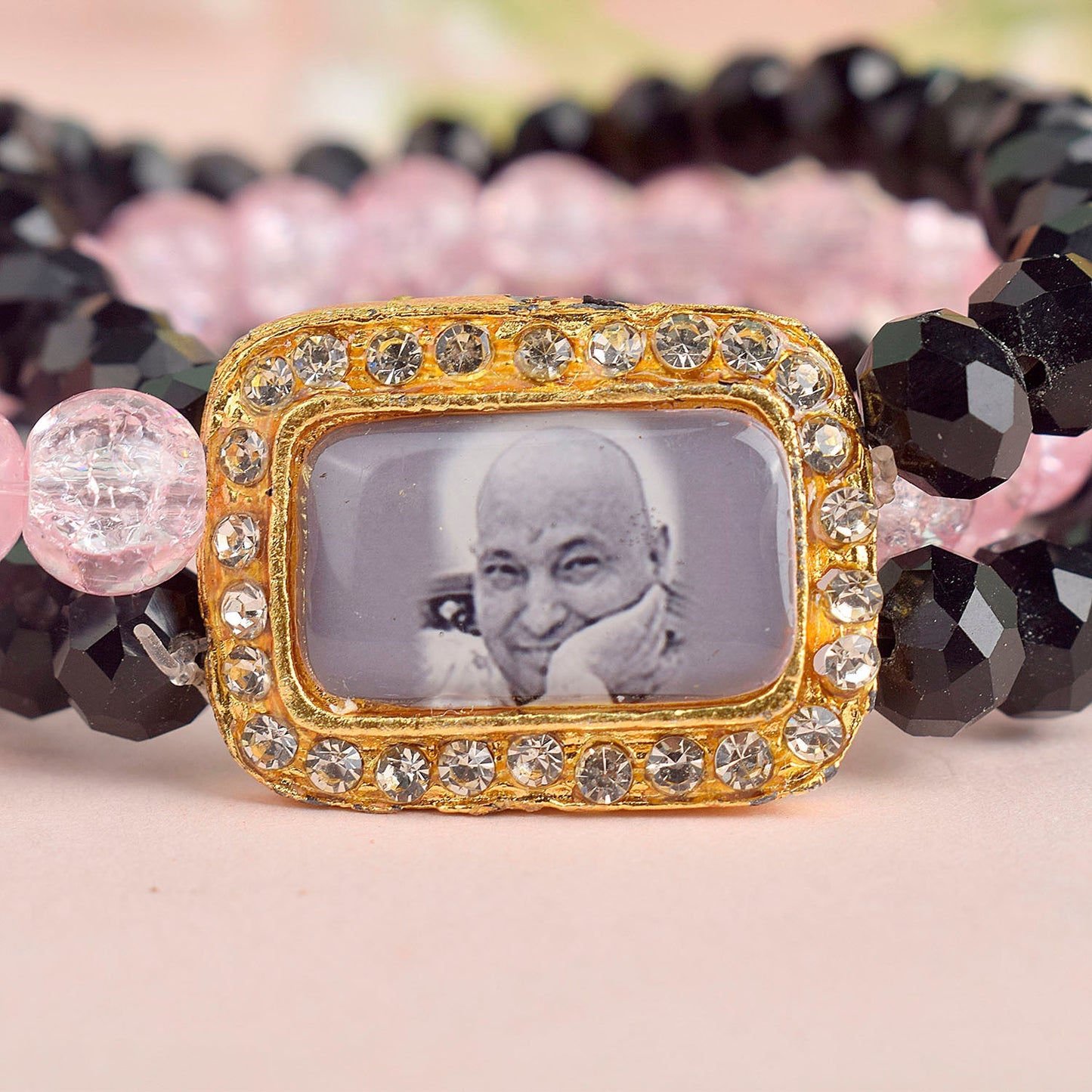 Black & Pink Triple Layer Guruji Swaroop Bracelet