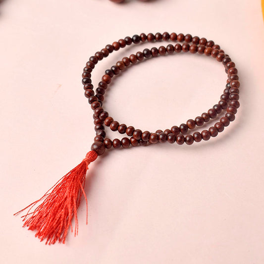 Certified 5mm 100% Original Authentic Pure Red Sandalwood Jap Mala (Andhra Pradesh)