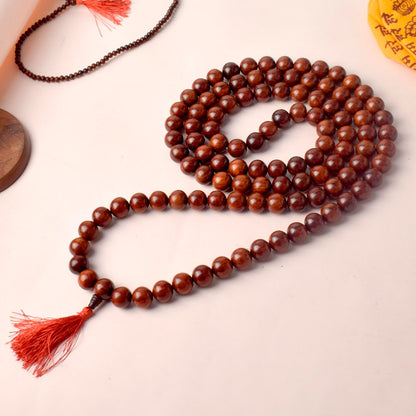 Certified 16mm 100% Original Authentic Pure Red Sandalwood Jap Mala (Andhra Pradesh)