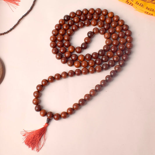 Certified 16mm 100% Original Authentic Pure Red Sandalwood Jap Mala (Andhra Pradesh)