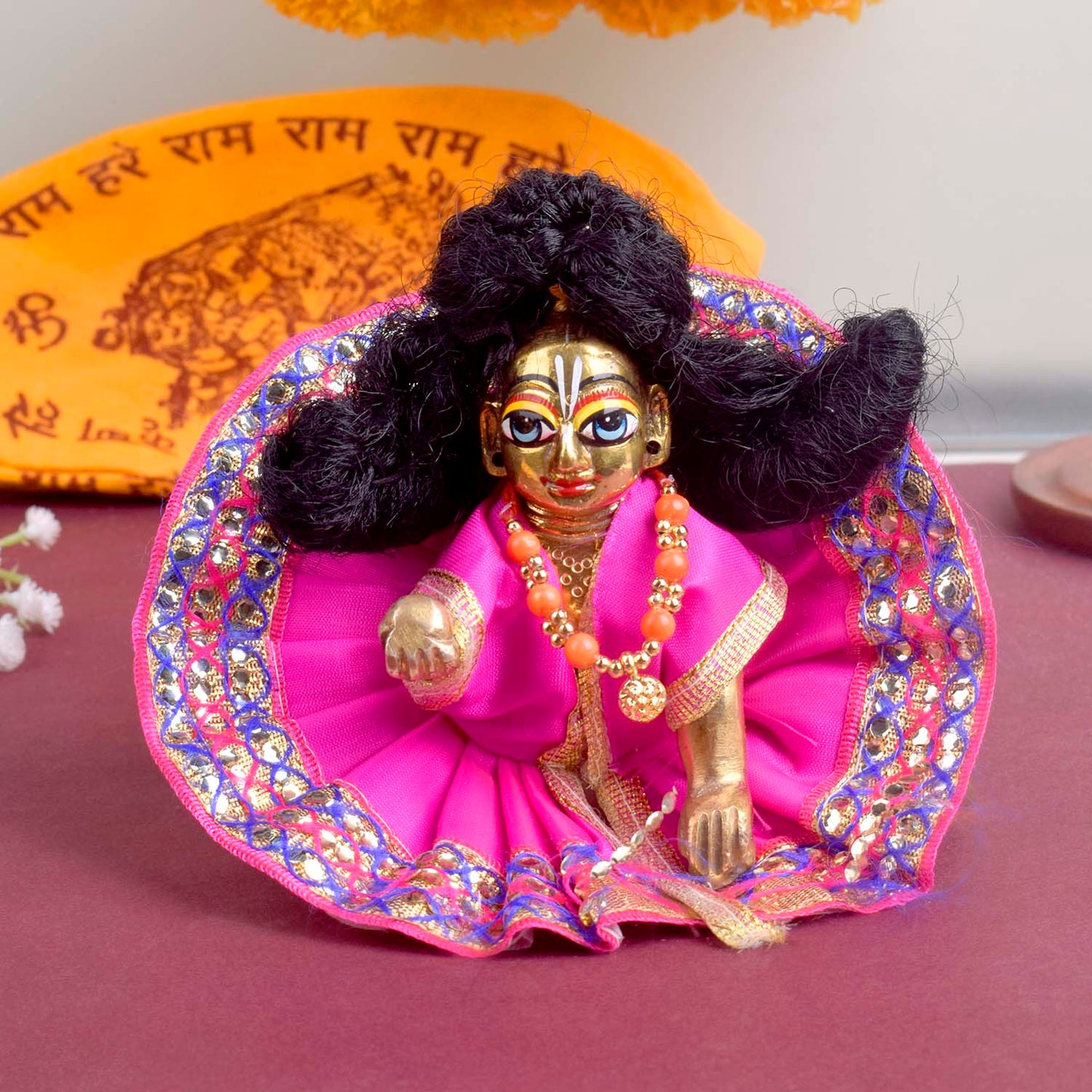 Enchanting Multicolour Laddu Gopal Dress with Golden Border