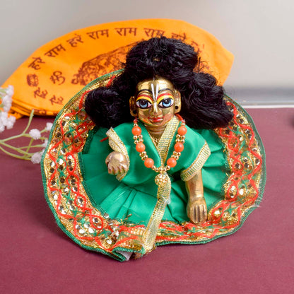 Enchanting Multicolour Laddu Gopal Dress with Golden Border
