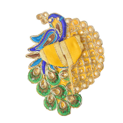 Peacock Embroidered Stonework Laddu Gopal Dress (Size 0 to 2)