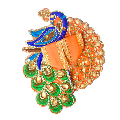 Peacock Embroidered Stonework Laddu Gopal Dress (Size 0 to 2)
