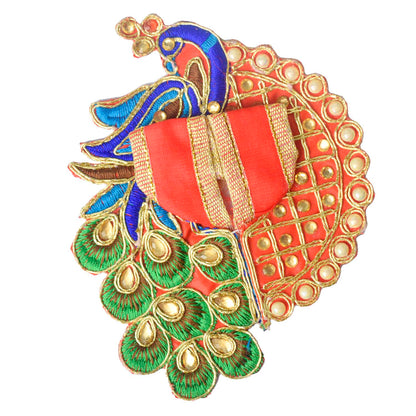 Peacock Embroidered Stonework Laddu Gopal Dress (Size 0 to 2)
