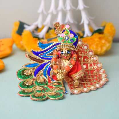 Peacock Embroidered Stonework Laddu Gopal Dress (Size 0 to 2)