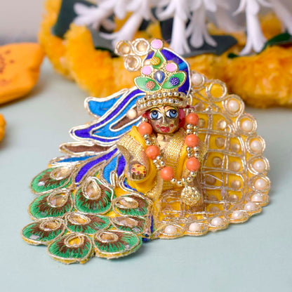 Peacock Embroidered Stonework Laddu Gopal Dress (Size 0 to 2)