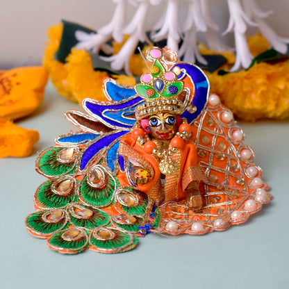 Peacock Embroidered Stonework Laddu Gopal Dress (Size 0 to 2)
