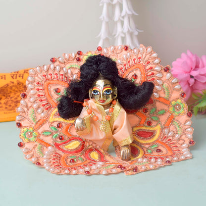 Vibrant Orange Laddu Gopal Dress with Embroidery & Stonework