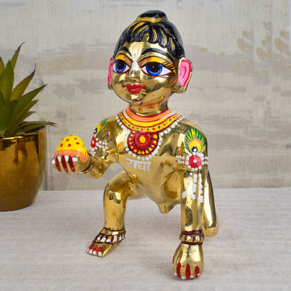 Brass Bal Gopal/Laddu Gopal Idol with Shringar (Size 10)