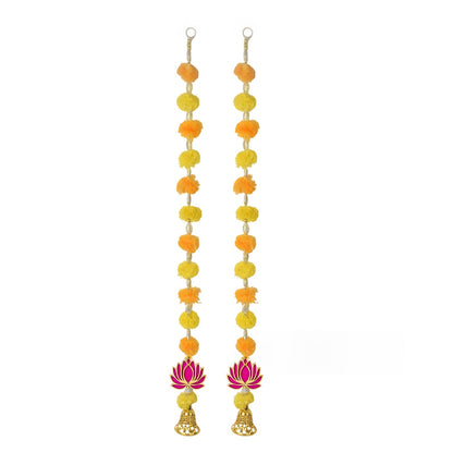 Marigold Lotus Hanging with Golden Bells – Ethnic Festival Decor