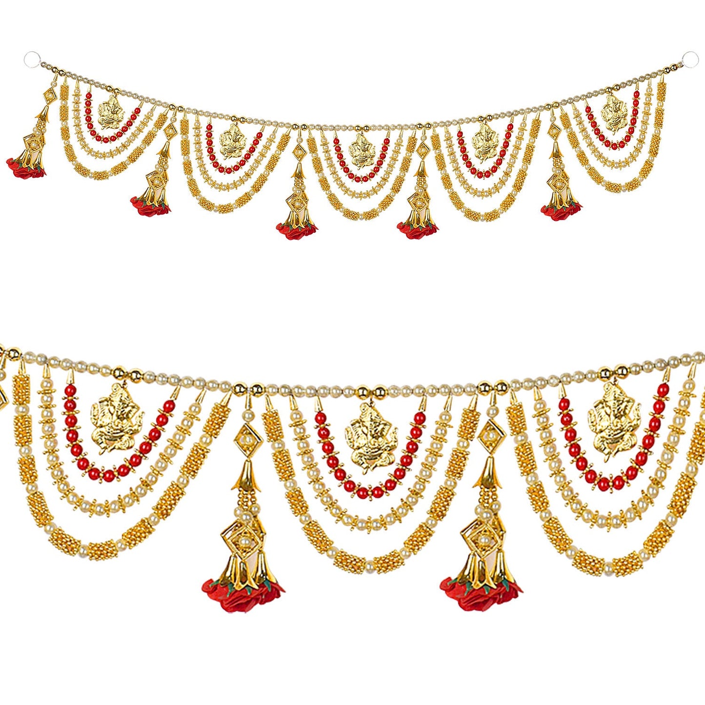 Stunning 3 Layer Toran with Ganesha and Floral Latkans