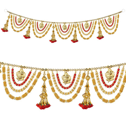Stunning 3 Layer Toran with Ganesha and Floral Latkans