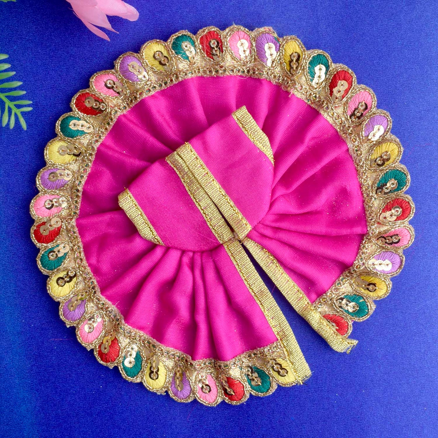 Dark Pink Laddu Gopal Dress with Decorative Embroidered Border (Size 1 & 2)