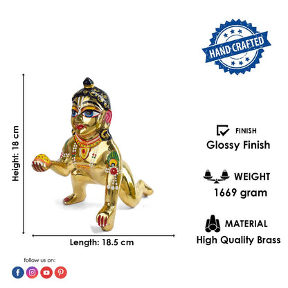 Brass Bal Gopal/Laddu Gopal Idol (Size 9)