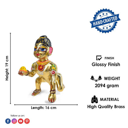 Brass Bal Gopal/Laddu Gopal Idol with Shringar (Size 10)